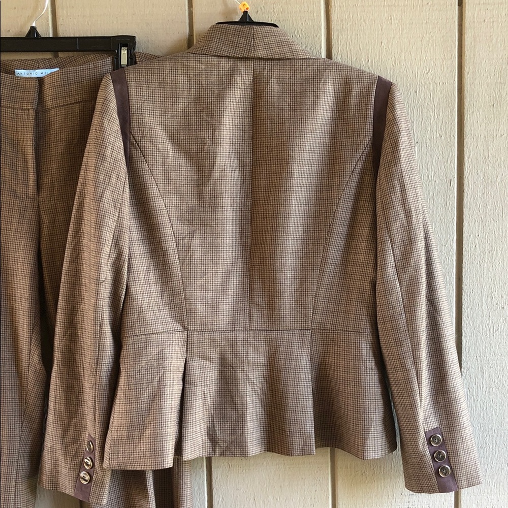ANTONIO MELANI Brown Glen Plaid Women's Blazer & Pants Set - Picture 7 of 16